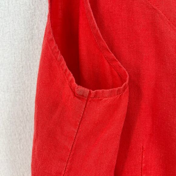 FLAX Linen Dress Womens Medium Orange Sleeveless Shift Scoop Neck Lagenlook - Picture 10 of 16